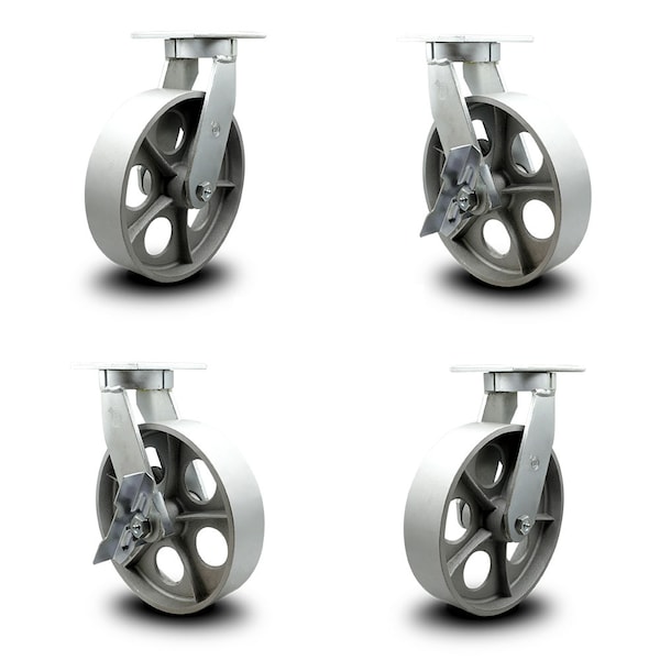 Service Caster 12 Inch Heavy Duty Semi Steel Cast Iron Caster Swivel Lock 2 Brakes SCC, 2PK SCC-KP92S1230-SSR-BSL-2-SLB-2 - main